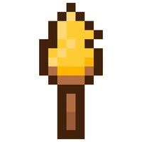 Torch for 8-bit games. Vector icon in pixel art style