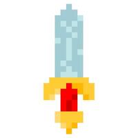 Sword for 8-bit games. Vector icon in pixel art style