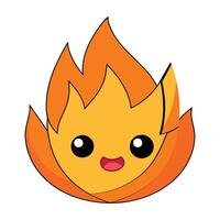 fuego fuego icono. fuego fuego linda emoji personaje aislado en un blanco antecedentes. vector