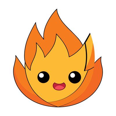 fire flame icon. fire flame cute emoji character isolated on a white background.