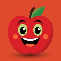 sonriente manzana con ojos linda gracioso manzana Fruta dibujos animados estilo vector diseño ilustración