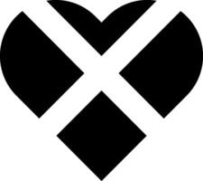 minimalista negro corazón con un X en el centrar vector