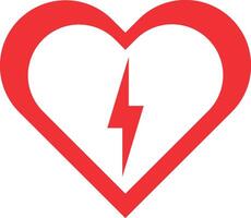 Illustration of heart with lightning in the center vector