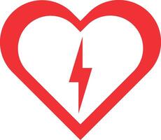 Illustration of heart with lightning in the center vector