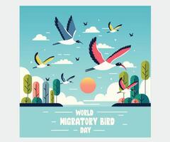 mundo migratorio pájaro día vector ilustración