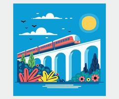 National Train Day in Cartoon Style Illustration vector