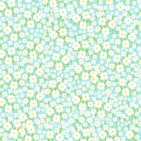 Seamless bright spring or summer floral vector pattern. Background with small plants, daisy flowers, leaves.