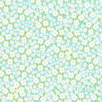 Seamless bright spring or summer floral vector pattern. Background with small plants, daisy flowers, leaves.