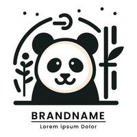 Panda smile logo design cute simple and solid vector