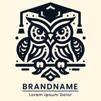 modern owl education logo vector design with line single color professional branding
