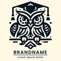 modern owl education logo vector design with line single color professional branding