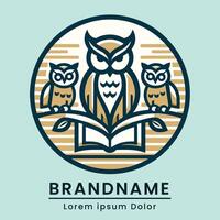 triplet owls education logo vector design in circle with duo color professional branding