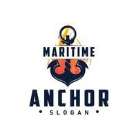 Marine ship vector anchor logo simple minimalist design anchor illustration simple marine symbol template