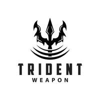 Neptune Poseidon Trident Logo, Spear Simple Vintage Template Design vector