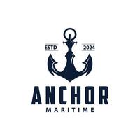 Marine ship vector anchor logo simple minimalist design anchor illustration simple marine symbol template