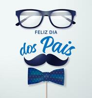 Feliz dia dos Pais Portuguese concept for Happy Father's Day with 3D graphic elements vector