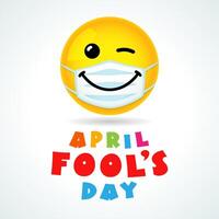 April Fools Day greetings with winking yellow face vector