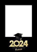 Graduation photo frame A4 design, Class of 2024. Vector illustration