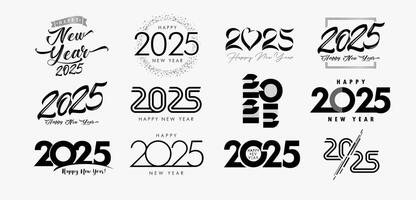 Set of logos 2025, black monochrome design. Collection of creative concepts vector