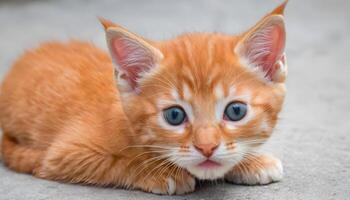 ai generado linda pequeño rojo gatito fotografía, gato fotografía foto