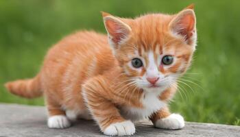 ai generado linda pequeño rojo gatito fotografía, gato fotografía foto