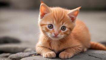 ai generado linda pequeño rojo gatito fotografía, gato fotografía foto