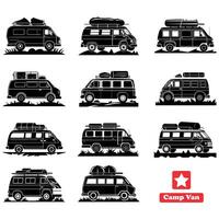 AI generated Ride into Nostalgia Campervan Silhouette Collection for VintageInspired Artworks vector