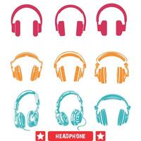 Sonic Harmony  Premium Headphone Vector Graphics for Design Enthusiasts