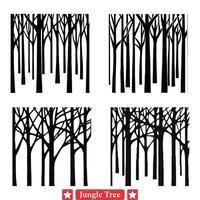 Mystical Jungle Sanctuary  Intricate Tree Silhouettes Bundle vector