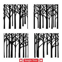 Tropical Paradise Essence  Captivating Jungle Tree Silhouettes vector