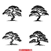 silueta sinfonía enebro árbol diseños para visual poesía vector