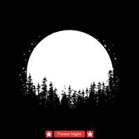 Midnight Serenity  Tranquil Forest Silhouettes in Vector Format