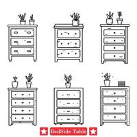 Stylish Bedside Table Vector Set Elevate Your Bedroom Decor