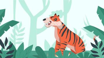 a cartoon tiger in the jungle video