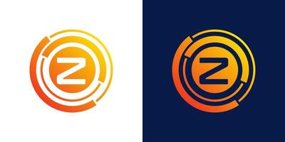 letter Z technology logo, Abstract technology Circle Icon , logo design Media, data, digital connection vector Template