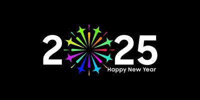 2025 new year logo design with colorful, fireworks, 2025 calendar vector