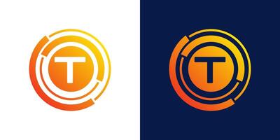 letter  T technology logo, Abstract technology Circle Icon , logo design Media, data, digital connection vector Template