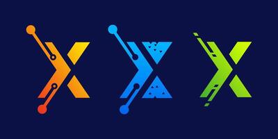 letter X technology logo design for business, digital, technology, media, data vector