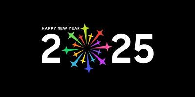 happy new year 2025 design, with colorful fireworks splashes black background, 2025 calendar vector