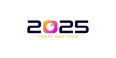 Happy New Year 2025 Background Design. New Year 2025 Design Template with camera modern concept vector