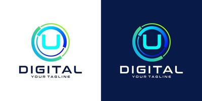 letra tu logo diseño modelo tecnología, moderno circulo logo digital, tecnología, conexión, datos, medios de comunicación, circulo línea vector