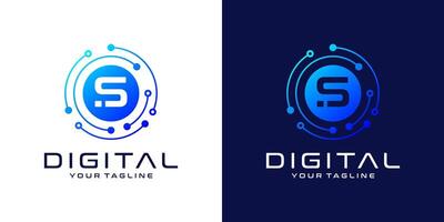 Letter  S logo design template, Abstract point connection technology, digital, data and circle circuit technology vector