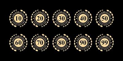 collection of anniversary logos from 10 years to 100 years with circles vector