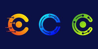 letter c technology logo design, for business, digital, technology, media, crypto vector