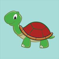 un dibujos animados Tortuga con un rojo cáscara y verde cáscara vector