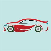 a red sports car on a blue background vector