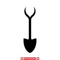 AI generated Agricultural Tools Silhouettes  Rustic Charm of Farming Spades vector