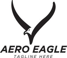 Flying Aero Eagle Black Logo Design Template, Vector Illustration