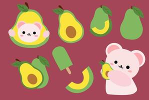 cute bear and avocado vector