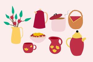 set of tableware element vector